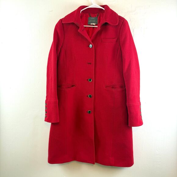 J.CREW Double Cloth Manifattura di Carmignano Italian Wool Pea Coat Red Size 10T - Picture 1 of 13